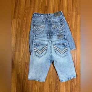 Salvage Bundle 2 Havoc Slim Fit Denim Shorts Size 33x12. Light & Medium Wash